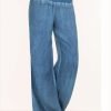 Fashion Solid Color Big Hem Wide Leg Bottom Casual Pants