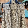 Dot Print Off Shoulder Ruffle Long Sleeve Blouse