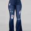 Plus Size High-Waist High Stretchy Ripped Boot Cut Jeans