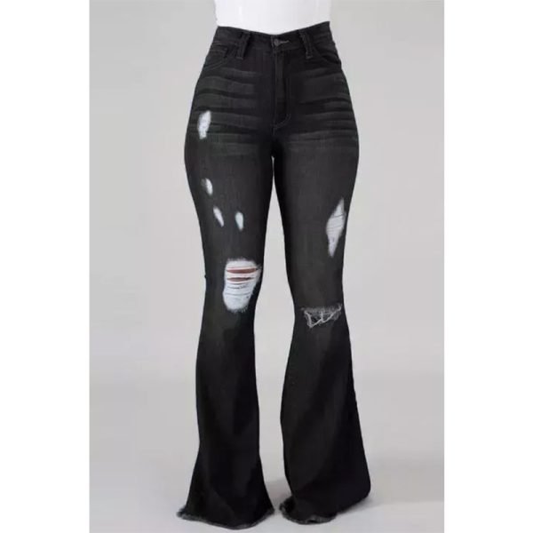Plus Size High-Waist High Stretchy Ripped Boot Cut Jeans