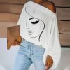White Long Sleeve Print Top