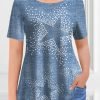Plus Size Casual Navy Blue Ombre Denim Print Two Piece Pant Set