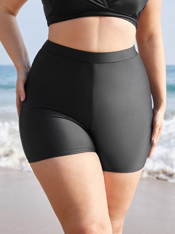 Plain Elastic Waist Swim Shorts