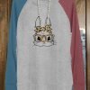 Colorblock Leopard Bunny Print Long Sleeve Top