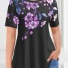 Women's Plus Size Casual Purple Ombre Plant Floral Print Two Piece Pant Set
