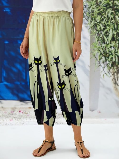 Loose Cat Casual Pants