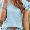 Grace Ruffled Sleeve Hollow Out T-Shirt