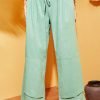 Casual Plain Pockets Linen Pants