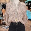 Classic Leopard Print Ruffle Sleeve Top