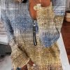 Vintage Graphic Print Zipper Design Top