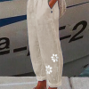 Women Casual Floral Loose Pockets Elastic Waist Pants Ankle Length Pants