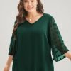Polka Dot Mesh Patchwork Flounce Sleeve  Blouse