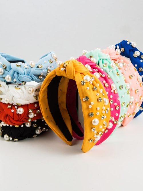 Women and Girl Fashionable Korean Style Wide-Brimmed Headband with Rhinestone and Pearl
