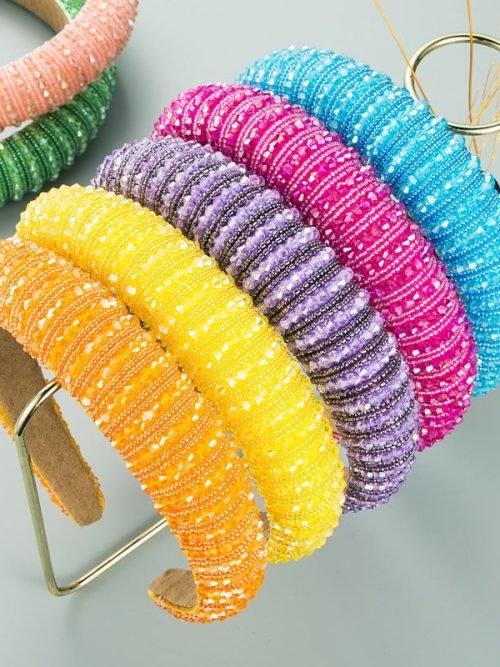 Bling Headband Artificial Crystal Hoop Beads Hairband Party Hair Accessary Women Girl 30mm