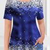 Plus Size Casual Navy Blue Ombre Denim Print Two Piece Pant Set