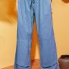 Casual Plain Pockets Linen Pants