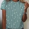 Women's Casual Holiday Weekend T-shirt Tee polka dots Short Sleeve Print Geometric Round Neck Basic Top