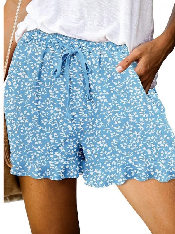 Women's Wide Leg Shorts Black White Pink Fashion Basic Holiday Weekend Ruffle Side Pockets Micro-elastic Short Comfort Floral S M L XL 2XL