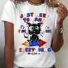 Women's Cotton 4th Of July Just Here To Bang It's Fine I'm Fine Black Cat T-Shirt
