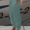 Women Casual Floral Loose Pockets Elastic Waist Pants Ankle Length Pants