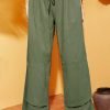 Casual Plain Pockets Linen Pants