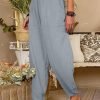Women's Tapered pants Pants Trousers Faux Linen Black Blue Grey Fashion Casual Daily Side Pockets Baggy Full Length Comfort Plain S M L XL 2XL