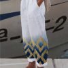 Women's Pants Trousers Faux Linen Black White Yellow Fashion Casual Weekend Side Pockets Full Length Comfort Geometric S M L XL XXL