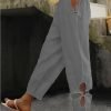 Women's Pants Trousers Faux Linen White Yellow Blue Fashion Casual Weekend Side Pockets Full Length Comfort Plain S M L XL 2XL