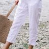 Women's Pants Trousers Faux Linen Black White Army Green Fashion Casual Daily Side Pockets Ankle-Length Comfort Plain S M L XL 2XL