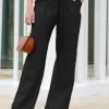 Women's Wide Leg Pants Trousers Black Army Green Beige Fashion Casual Daily Side Pockets Wide Leg Full Length Comfort Plain S M L XL 2XL