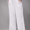 Women's Wide Leg Pants Trousers Faux Linen White Fashion Casual Weekend Side Pockets Full Length Comfort Plain S M L XL 2XL