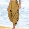Women's Pants Trousers Cotton Black Yellow Army Green Casual Holiday Weekend Pocket Calf-Length Comfort Plain S M L XL 2XL