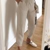 Casual Polyester Cotton Plain Pants